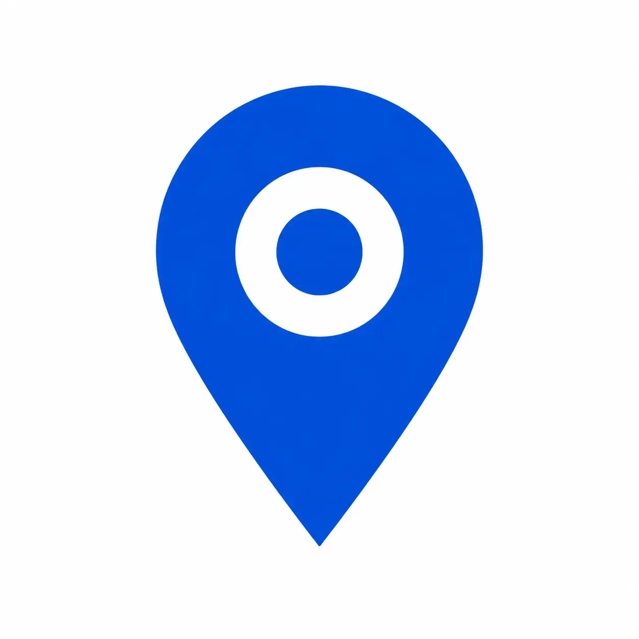 Icono azul de ubicación para servicio técnico náutico en puerto