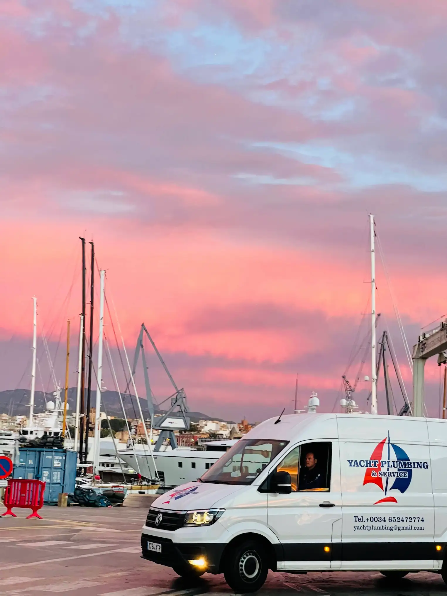 Yacht Plumbing & Services van at Palma marina in Mallorca